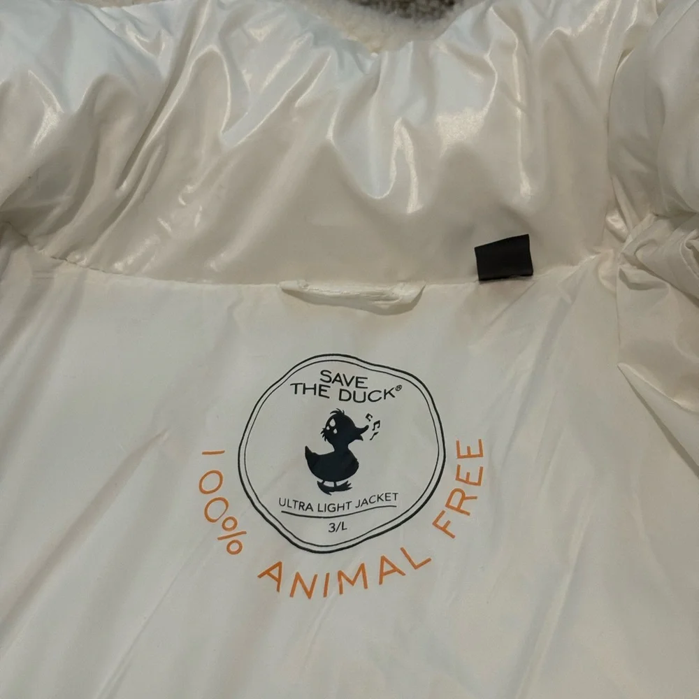 Save the Duck White Fleece Puffer Coat - Picture 7 of 13